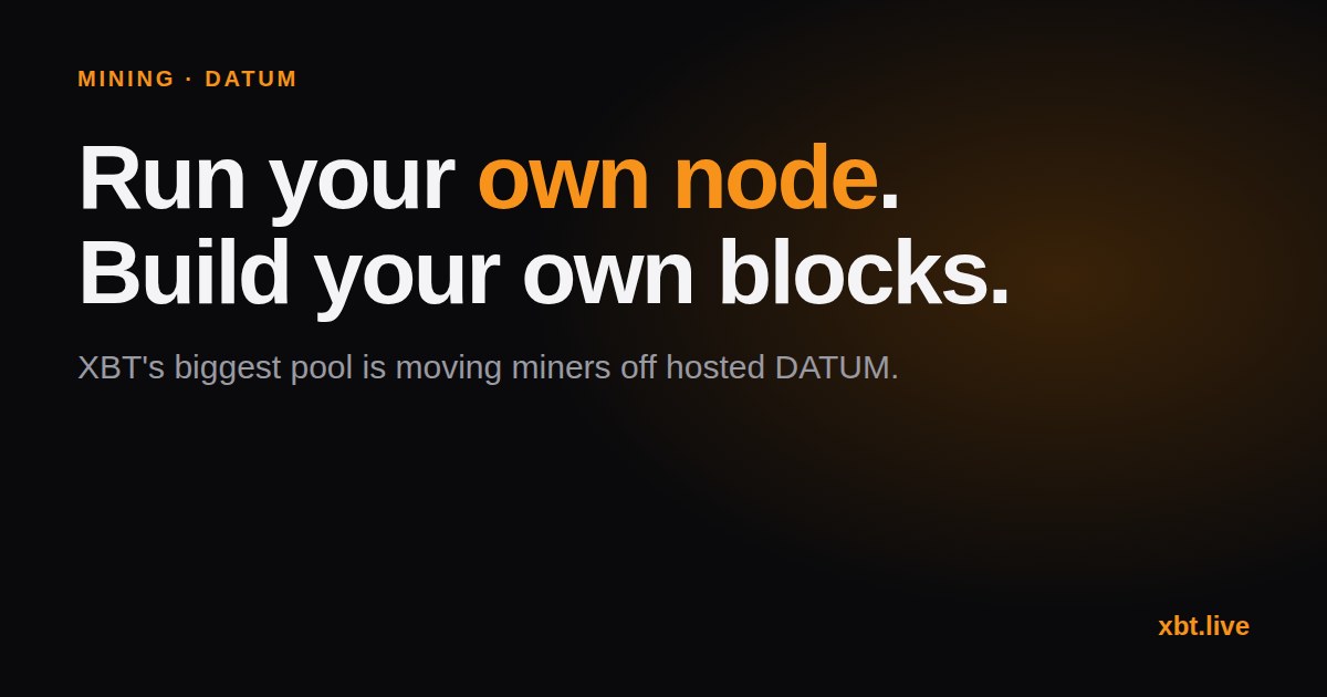 AlphaPool moves miners to their own node and DATUM