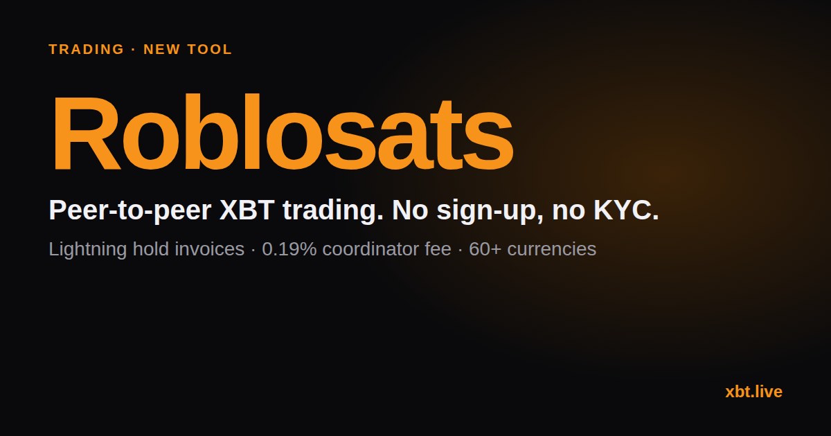 Roblosats peer-to-peer XBT trading
