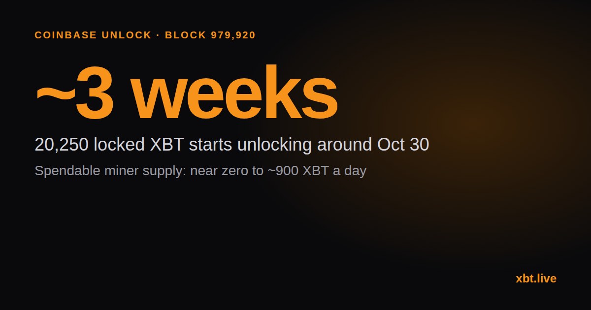 XBT coinbase unlock countdown
